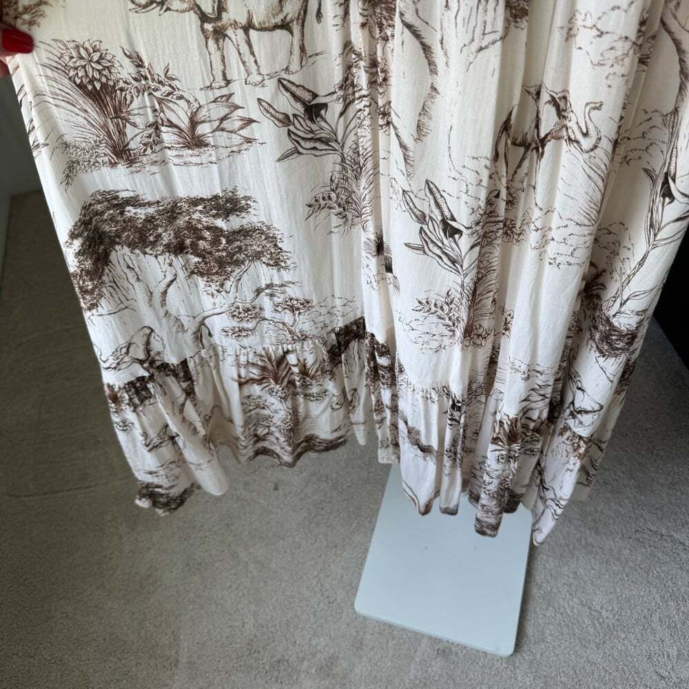 SANDRO Long Printed Dress With Ruffles - Picture 10 of 14